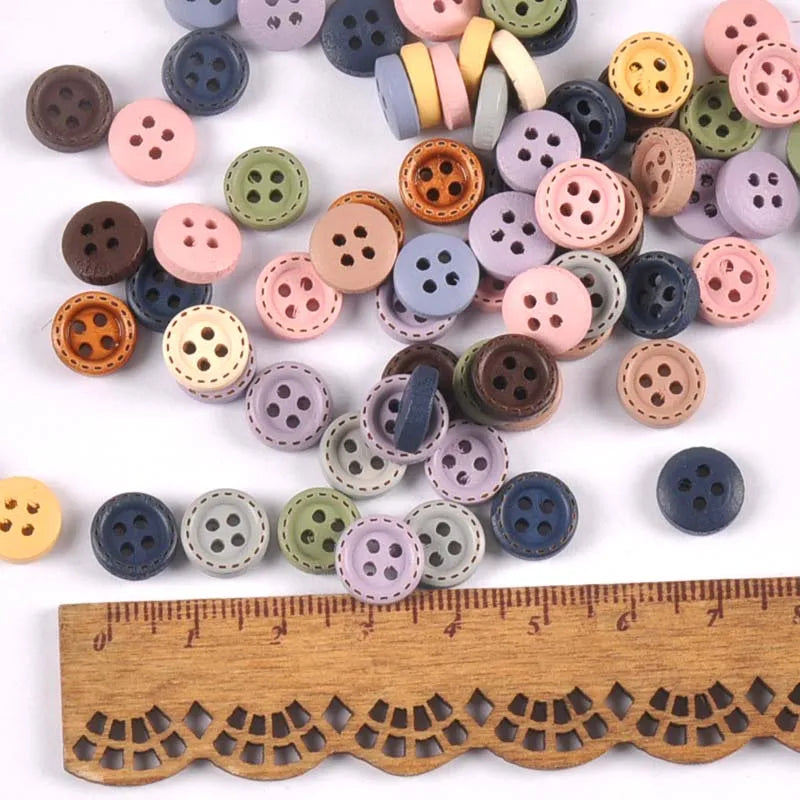 Multicolor Wood Buttons for Sewing & DIY Crafts – 10mm 100pcs Wood Craft Buttons Qme