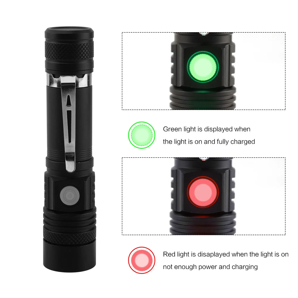 BORUiT 800LM LED Tactical Flashlight – Zoomable 18650 Torch LED Tactical Flashlight Qst