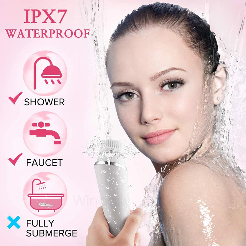 4-in-1 Electric Facial Cleansing Brush | Rechargeable IPX7 Facial Cleansing Brush Qst
