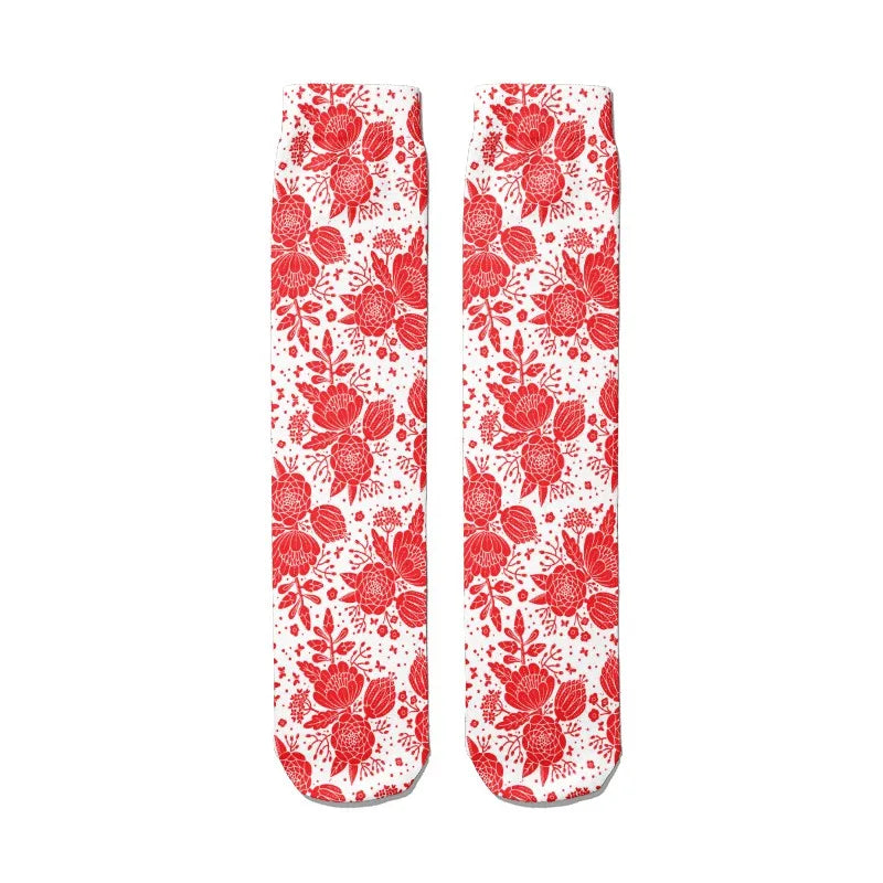 Women's 3D Print Harajuku Heart Long Tube Socks | Cartoon Novelty Novelty Tube Socks Qme style3 One Size China Mainland