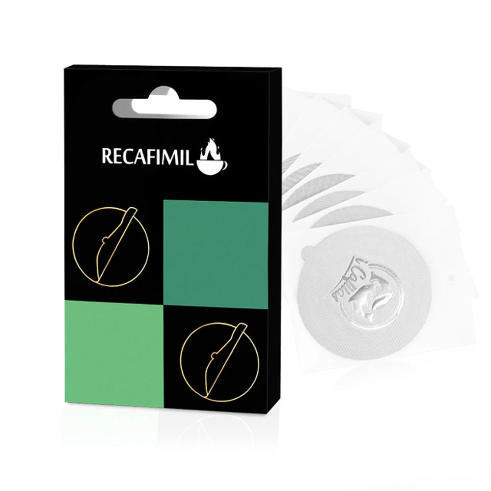 RECAFIMIL Reusable Vertuo Pods – Refillable Nespresso Capsules Refillable Coffee Pods Qst 100 Pcs Foils
