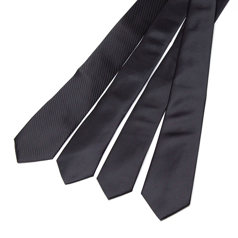 Men's Classic Black Slim Neckties – Wedding & Formal Wear Slim Necktie Qme