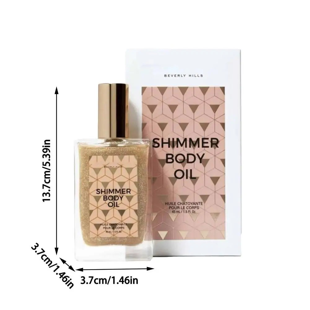 Liquid Shimmer Body Oil – Waterproof Glow Highlighter 45ml Body Shimmer Highlighter Qme