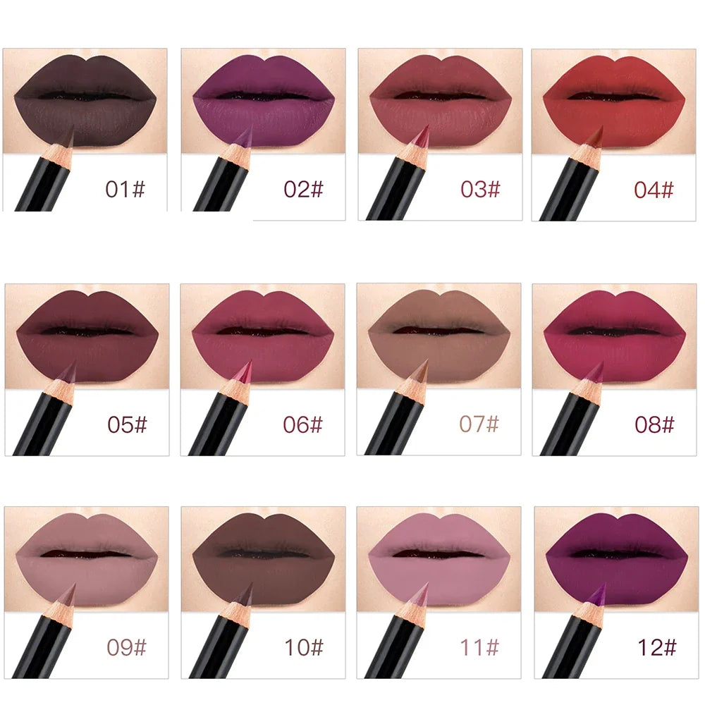 NICEFACE 12 Matte Nude Lipliner Pencils – Waterproof Set Lipliner Pencil Set Qme