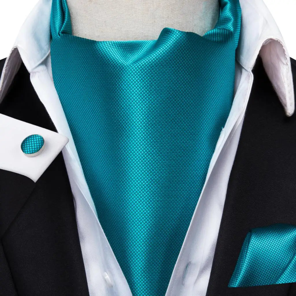 Men's Silk Ascot, Pocket Square & Cufflinks Set | Jacquard Ascot & Cufflinks Set Qme AS-1013