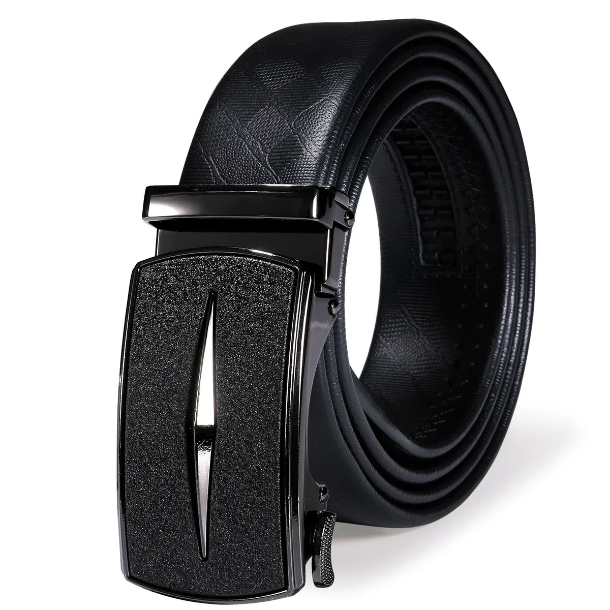 Men's Luxury Genuine Leather Belt – Automatic Buckle Leather Ratchet Belt Qme 2224 130cm