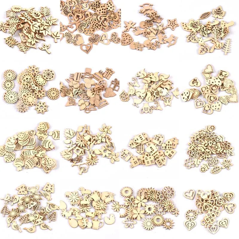 Mix Pattern Unfinished Wood Slices 50pcs – DIY Craft Supplies Wood Craft Supplies Qme