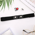 Women's Buckle-Free Elastic Stretch Belt for Jeans & Pants Elastic Waist Belt Qme black length 60-95cm