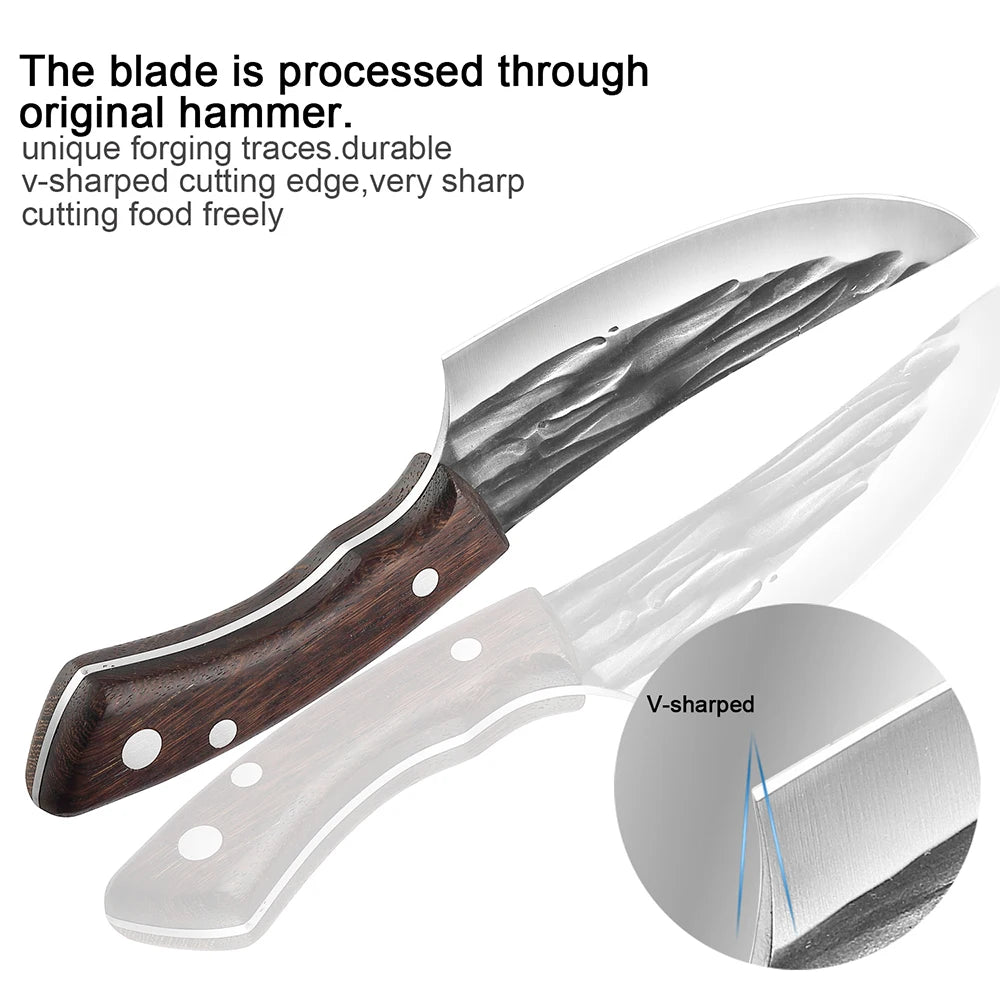 XITUO Forged Cleaver – Full Tang High-Carbon Steel Chef Knife Kitchen Cleaver Knife Qst