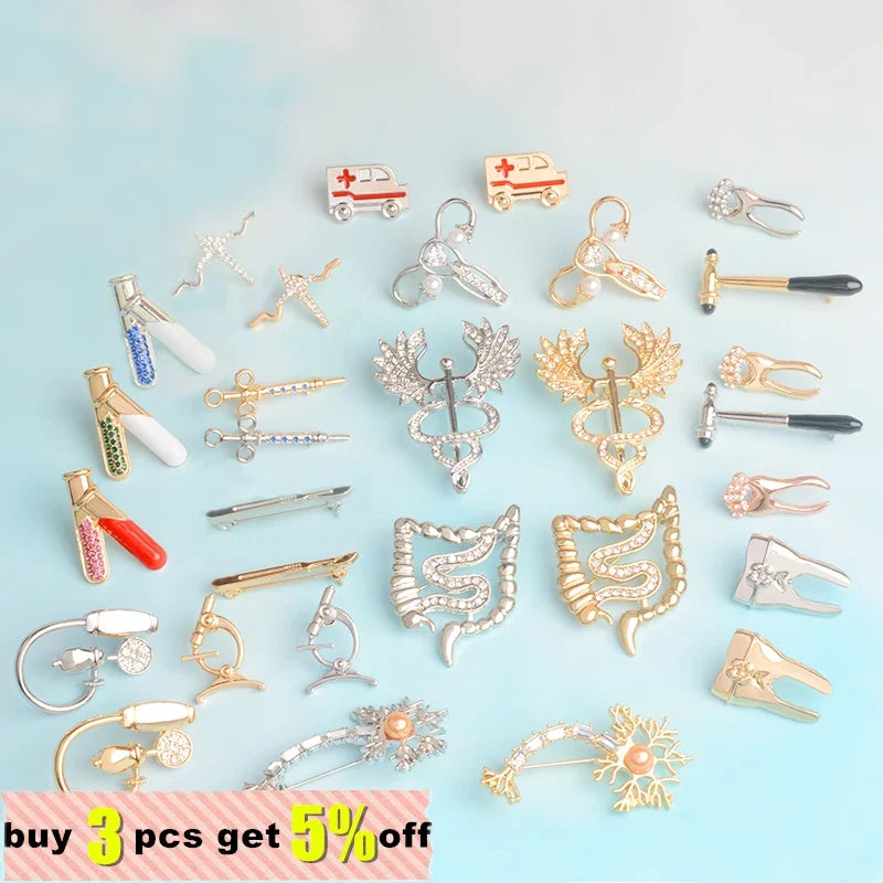 Medical Science Crystal Brooch Pins – Doctor Nurse Jewelry Brooch Pin Qme