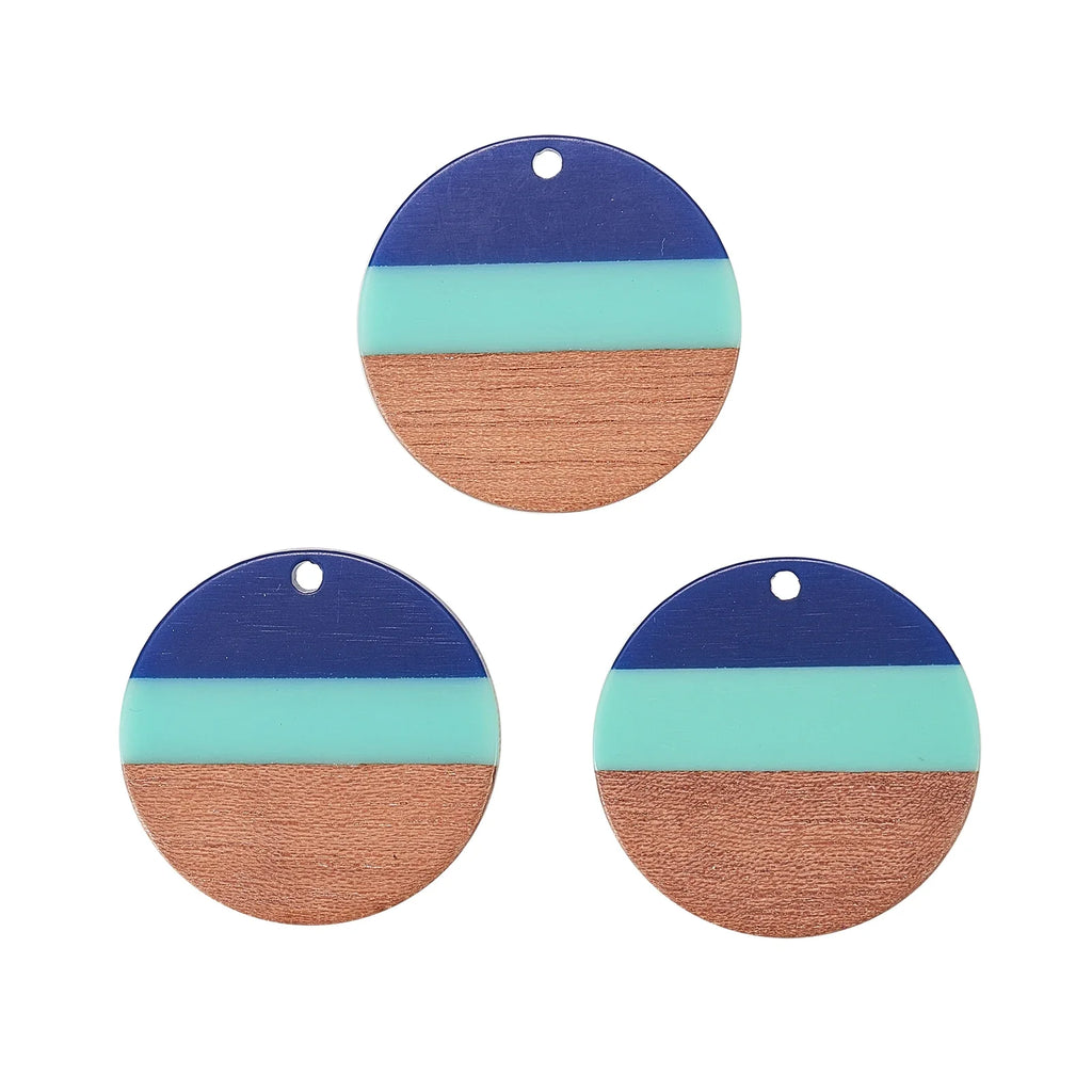 Tri-Color Resin Wood Round Charms – DIY Jewelry Pendants DIY Jewelry Charms Qme