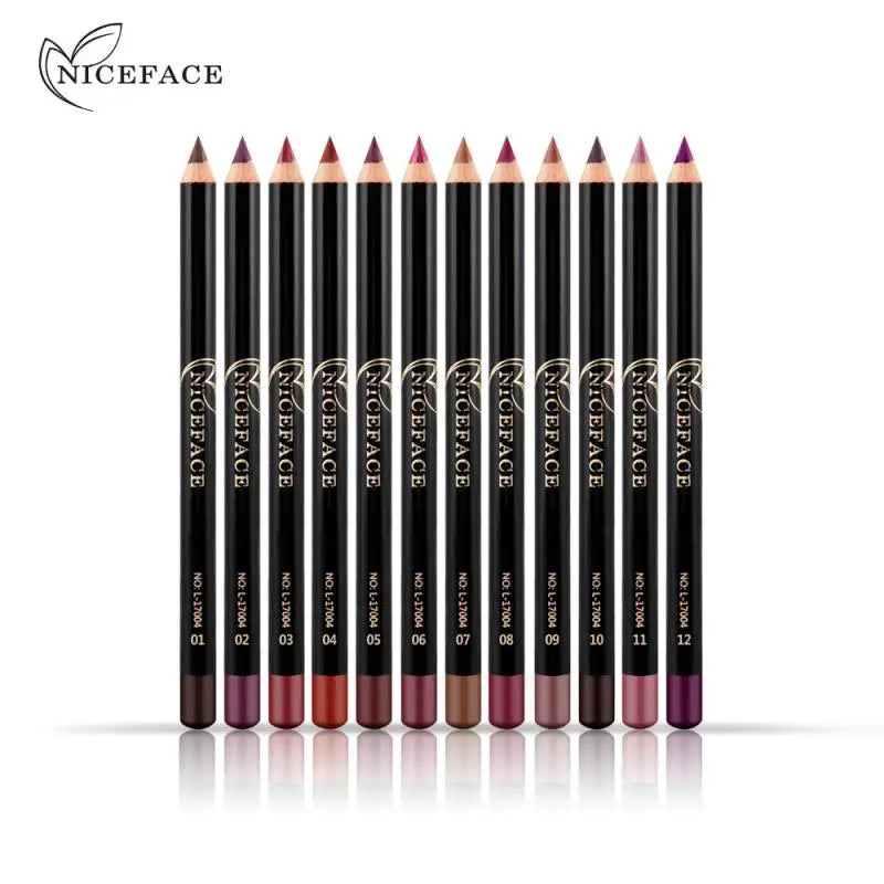NICEFACE 12 Matte Nude Lipliner Pencils – Waterproof Set Lipliner Pencil Set Qme
