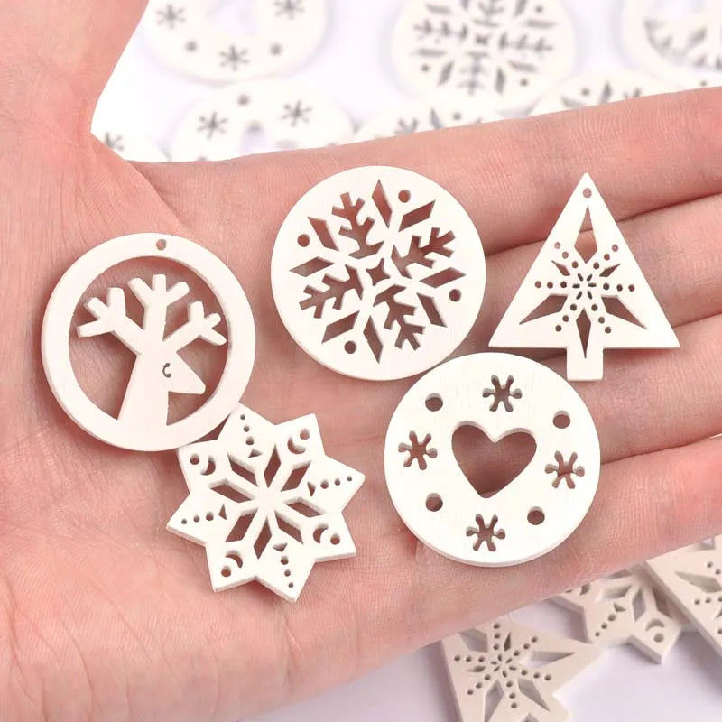 White Wooden Christmas Ornament Shapes – Trees, Snowflakes & Deer DIY Craft Embellishments Qme Default Title