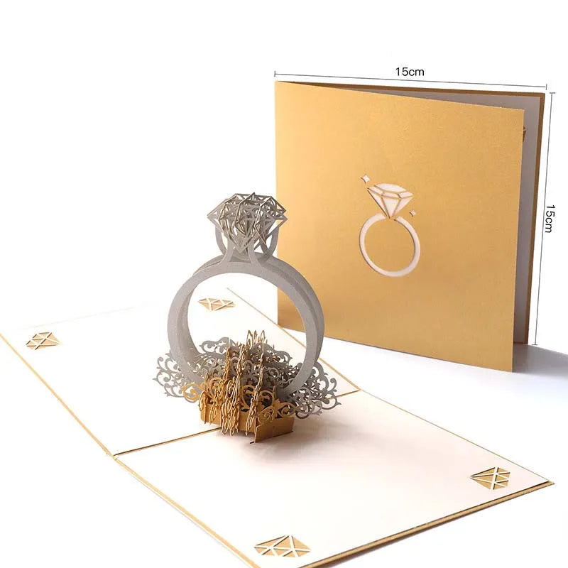 3D Pop-Up Diamond Ring Card – Valentine's & Anniversary Gift 3D Pop-Up Greeting Card Qme