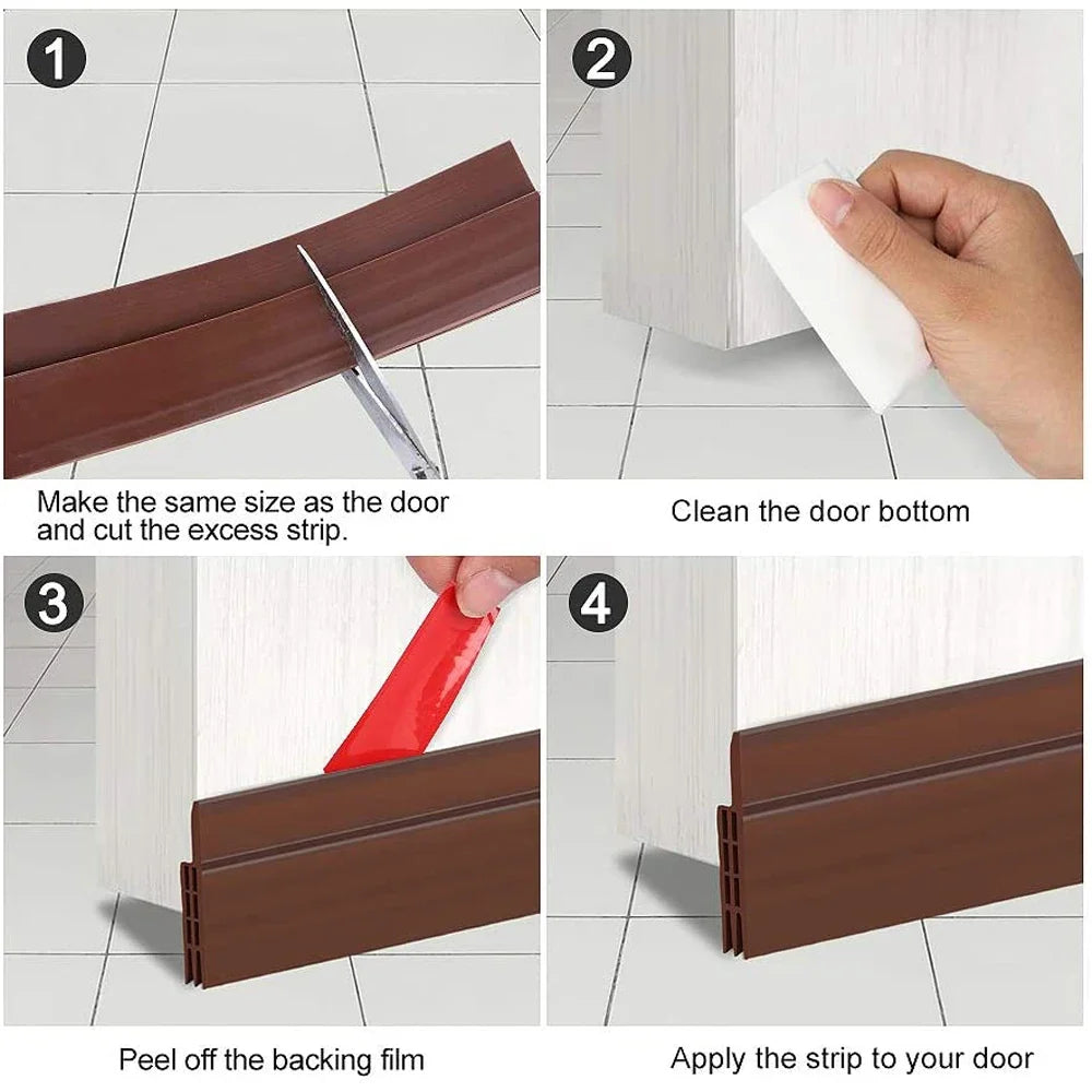 Door Bottom Weather Stripping Draft Blocker Self-Adhesive Silicone Door Weather Stripping Qme