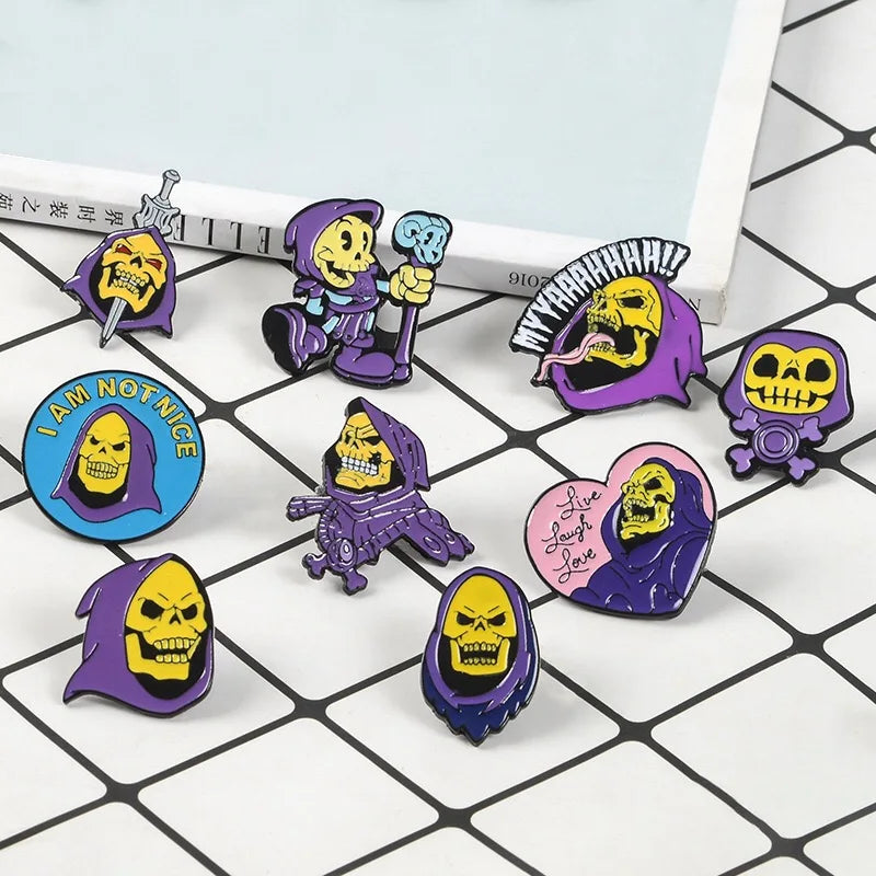 Skeletor Purple Hood Enamel Pin – Masters of the Universe Badge Enamel Lapel Pin Qme