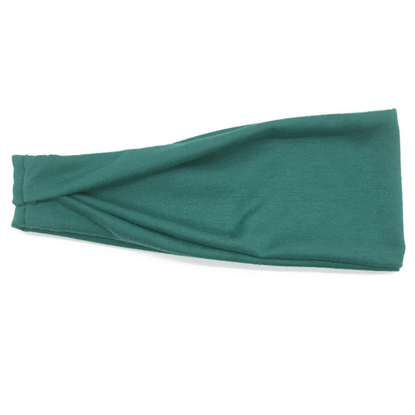 Women's Cotton Turban Twist Headband – 20 Colors Turban Twist Headband Qme green 10cm-22cm