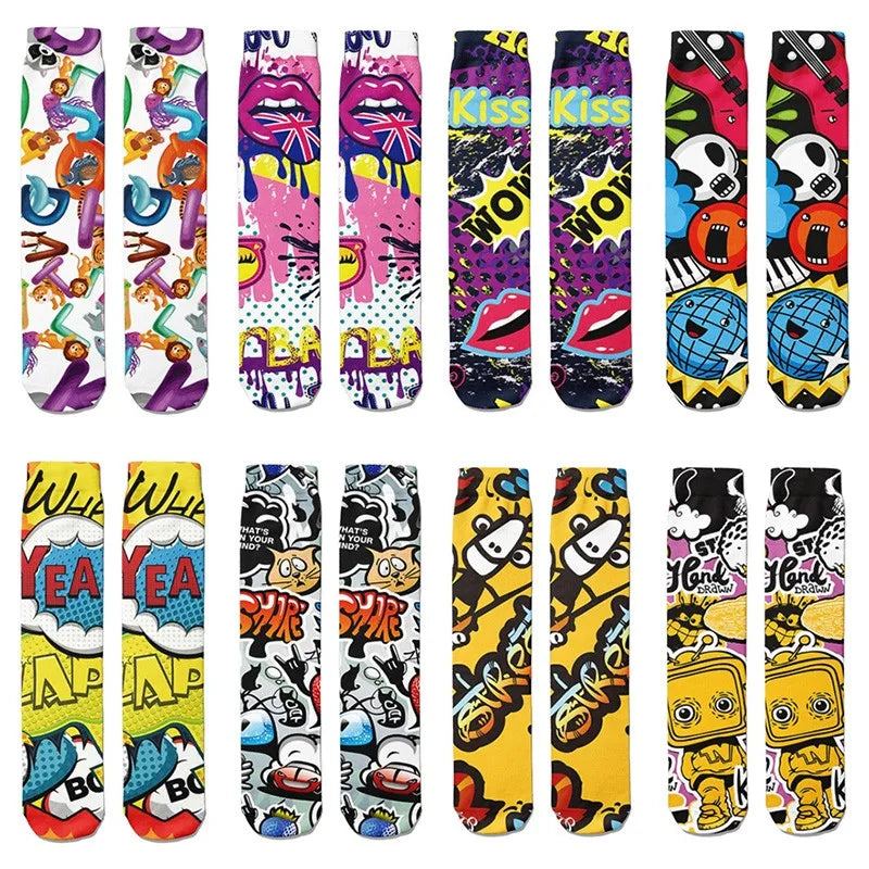 Harajuku Kawaii Hip Hop Women's Novelty Socks – 9 Colors Novelty Print Socks Qme