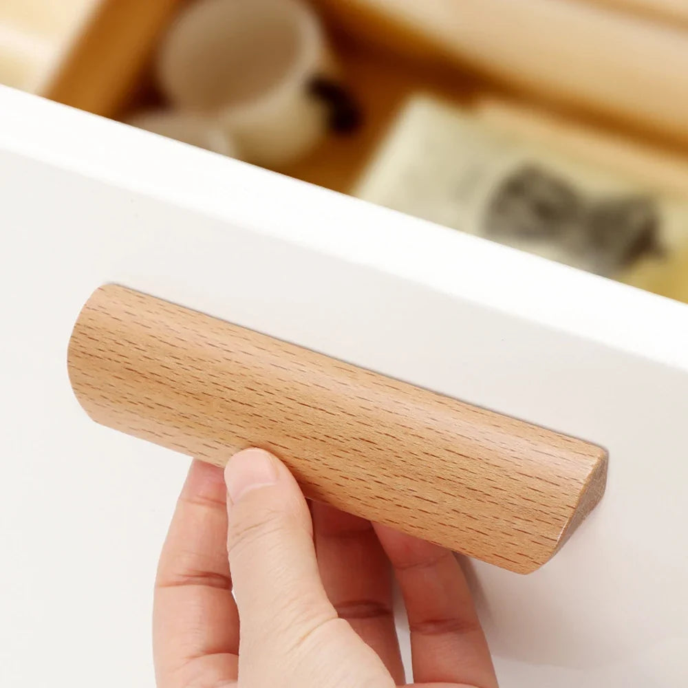 Nordic Solid Wood Drawer Pulls & Cabinet Handles – 5 Colors Cabinet Drawer Pulls Qme
