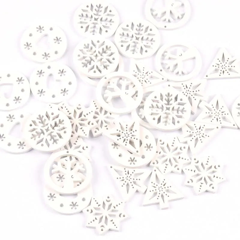 White Wooden Christmas Ornament Shapes – Trees, Snowflakes & Deer DIY Craft Embellishments Qme