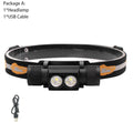 BORUiT D25 Dual LED Headlamp 5000LM Rechargeable 6-Mode Torch Rechargeable Headlamp Qst A Yellow Light