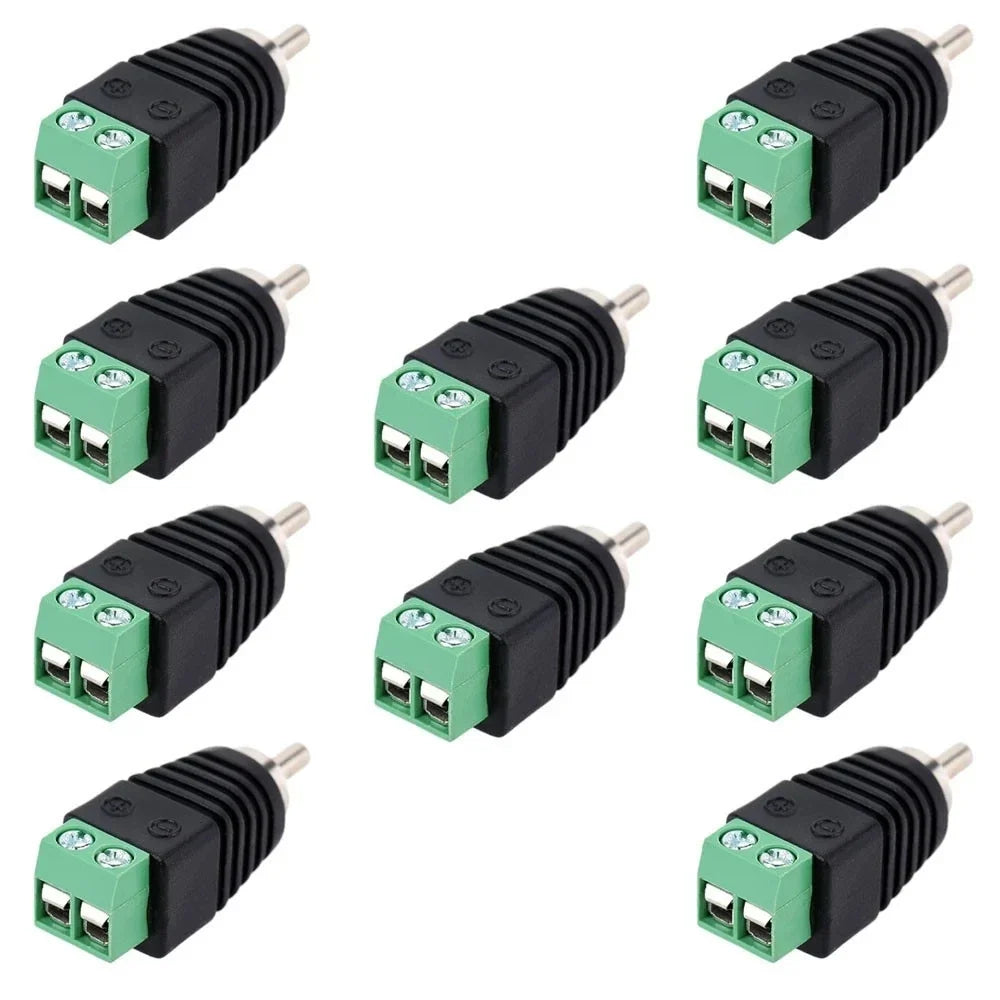 10-Pack RCA Male Screw Terminal Connectors – CCTV & Audio Audio Video Connector Qme