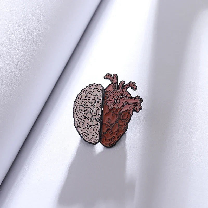 Heart & Brain Anatomy Enamel Lapel Pin – Custom Art Brooch Enamel Lapel Pin Qme