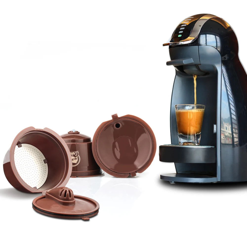 Refillable Coffee Capsules Pods for Dolce Gusto + Tamper Coffee Pod Capsules Qst