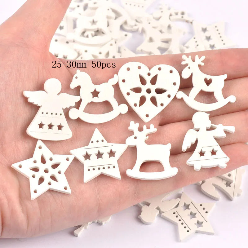 White Wooden Christmas Tree Shapes – DIY Craft & Scrapbooking Wooden Craft Shapes Qme 26-30mm 50pcs