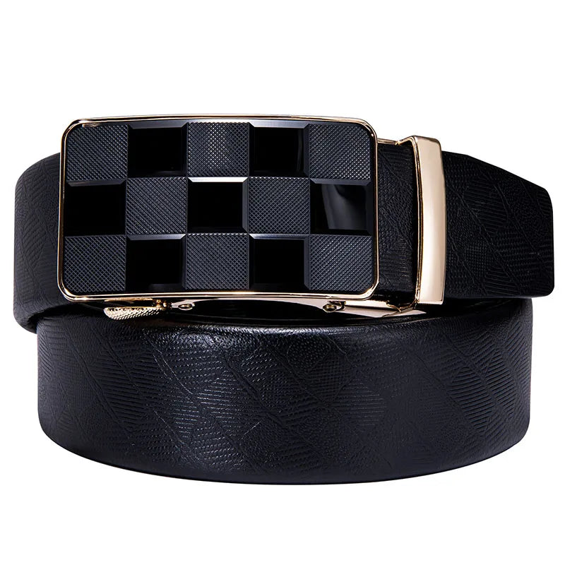 Men's Luxury Genuine Leather Belt – Automatic Buckle Leather Ratchet Belt Qme