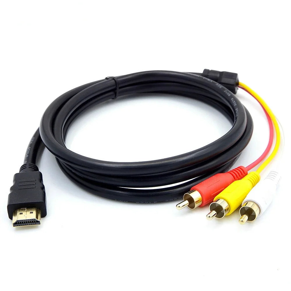 3-RCA Male AV Composite Connector Adapter Cable Cord RCA Adapter Cable Qme