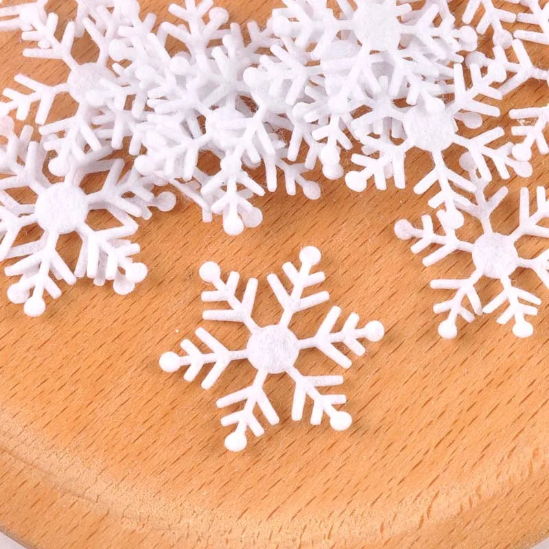 White Fake Snowflakes 100pcs – Christmas & Wedding DIY Decor Craft Decorations Qme 1 30mm