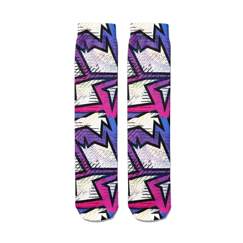 Women's 3D Graffiti Cotton Socks – Street Art Novelty Fashion Novelty Fashion Socks Qme style3 One Size China Mainland