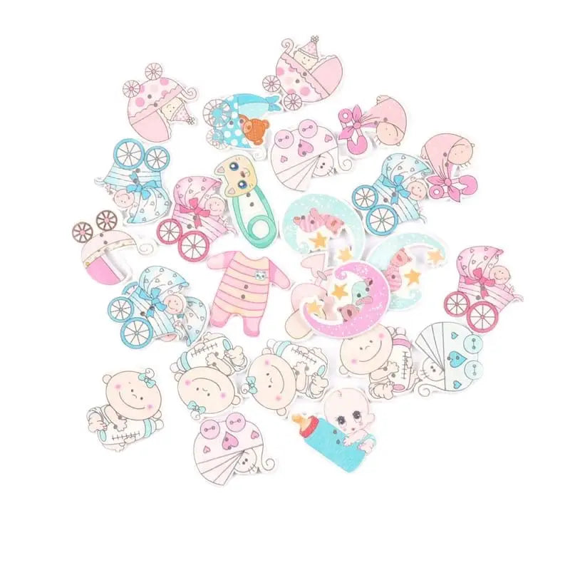 Mixed Pink & Blue Painted Wood Buttons – Sewing & Scrapbooking DIY Craft Wood Buttons Qme