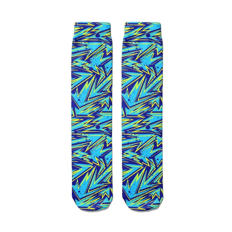 Women's 3D Graffiti Cotton Socks – Street Art Novelty Fashion Novelty Fashion Socks Qme style8 One Size China Mainland