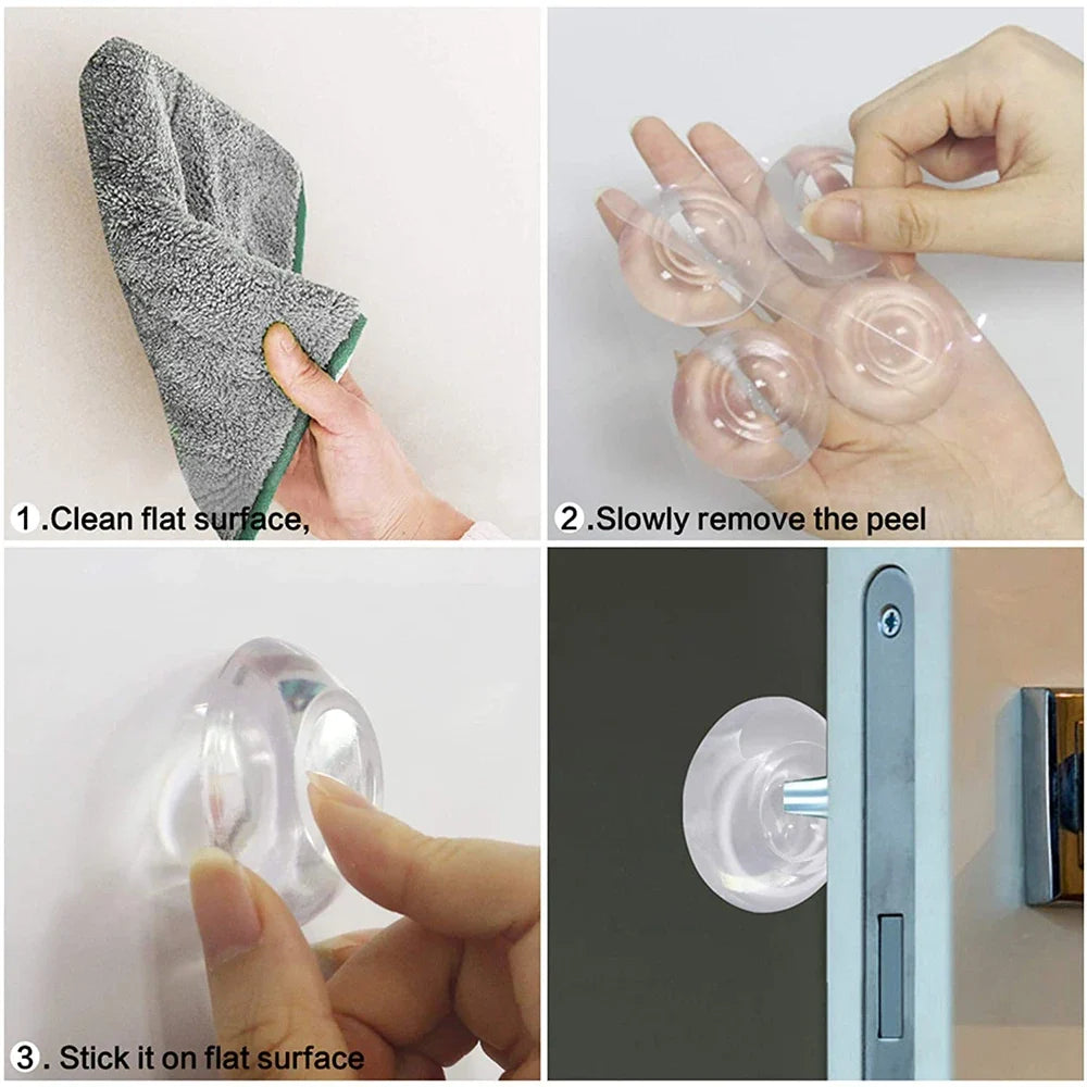 Self-Adhesive Door Stopper Wall Protector – Soft Round Bumper Door Bumper Guard Qme