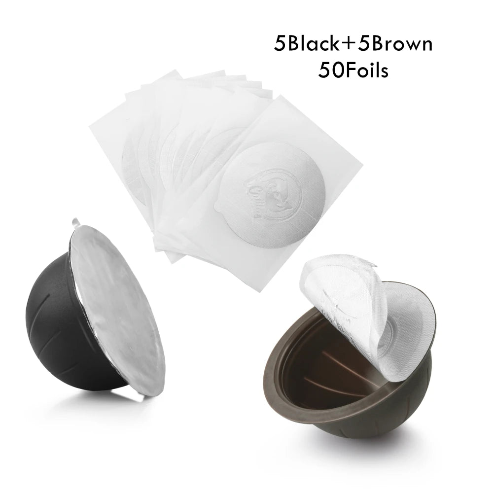 Refillable Nespresso Vertuo Capsules – Reusable Coffee Pods Reusable Coffee Capsules Qst 5Black-5Brown-50F