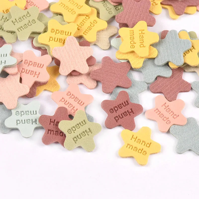 Star Embossed Leather Labels for DIY Sewing & Crafts | 20 Pcs Sewing Labels Qme