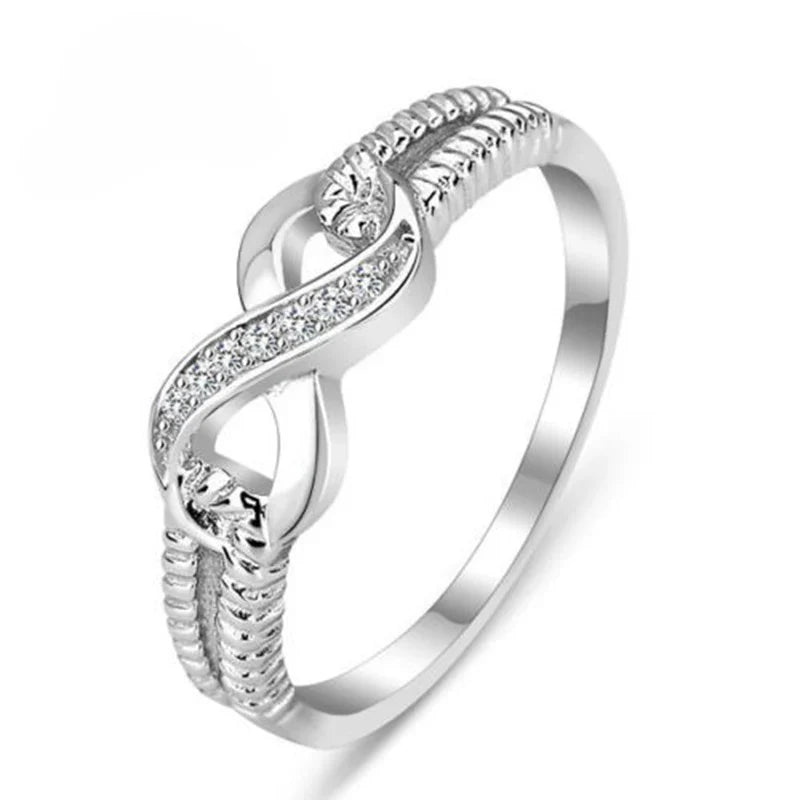 925 Sterling Silver Figure-8 Ring – AAA Cubic Zirconia | Qme Sterling Silver Ring Qme 10