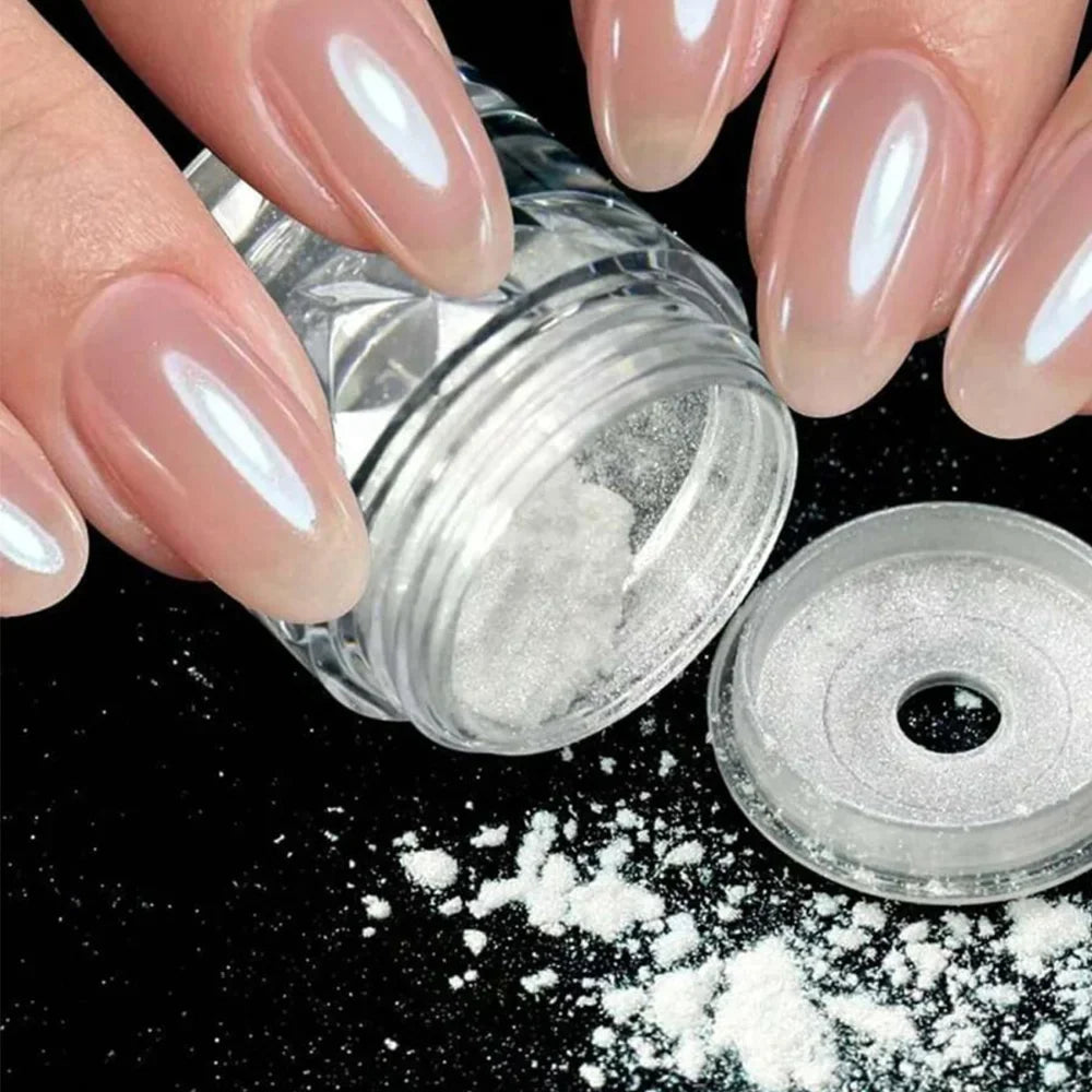 Chrome Nail Powder Aurora Pearl Rainbow Metallic Pigment Chrome Nail Powder Qme