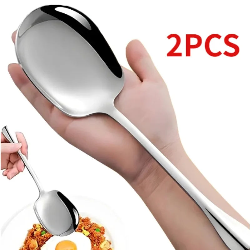 Stainless Steel Long Handle Spoons Set of 2 – Kitchen Cutlery Kitchen Spoon Set Qme