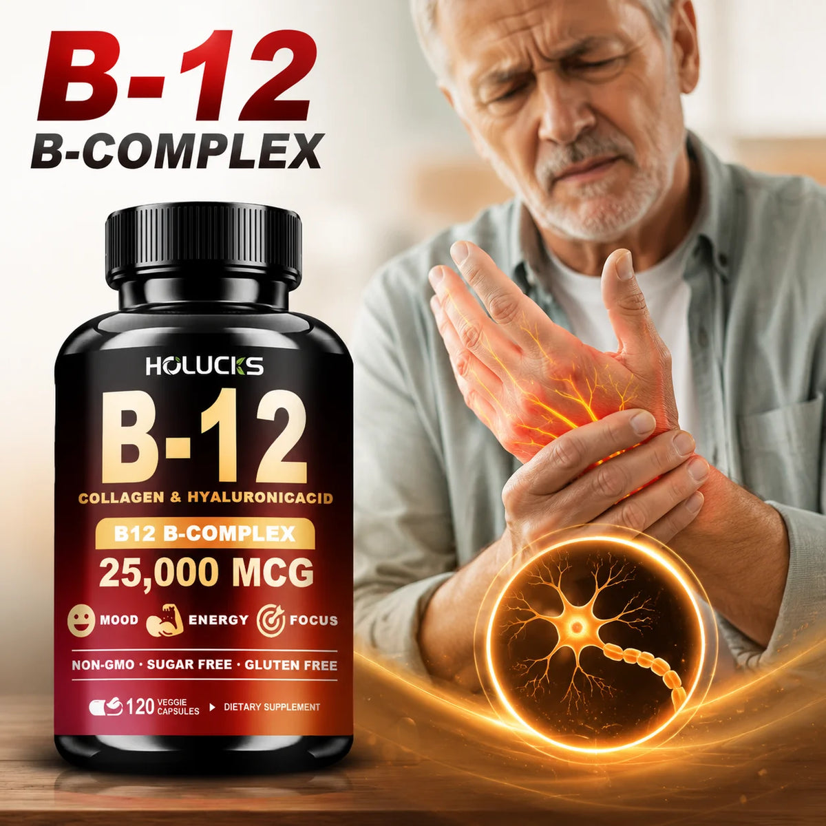 Vitamin B12 Complex with Marine Collagen & Biotin – 60/120 Caps Vitamin Supplement Qst