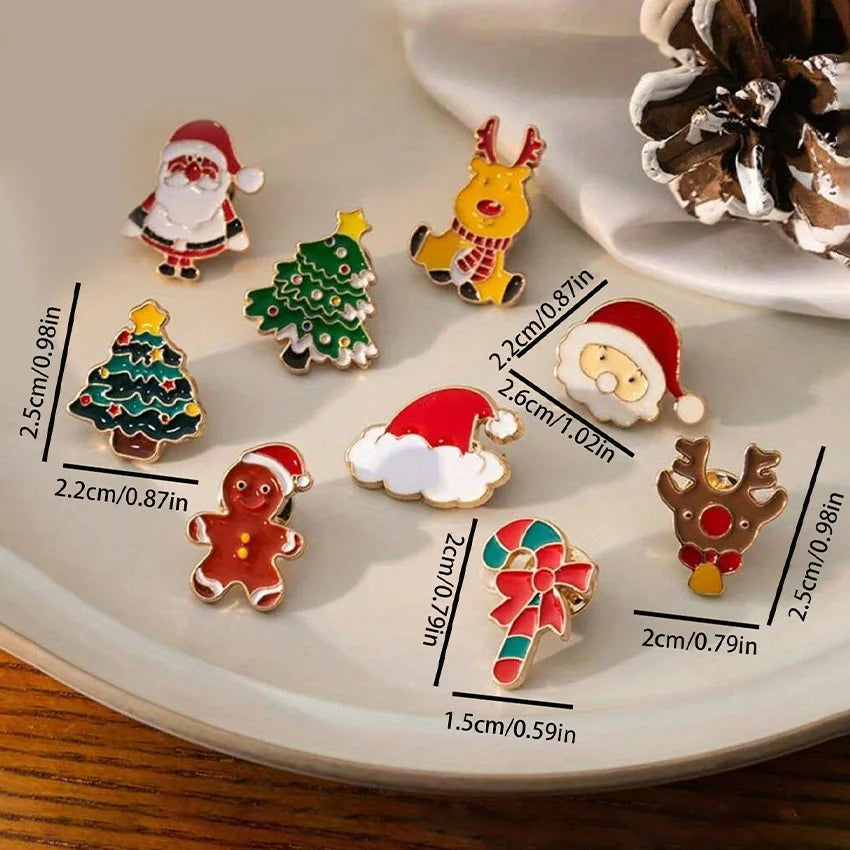 6-Piece Christmas Brooch Set – Santa, Reindeer & Snowman Fashion Brooch Set Qst