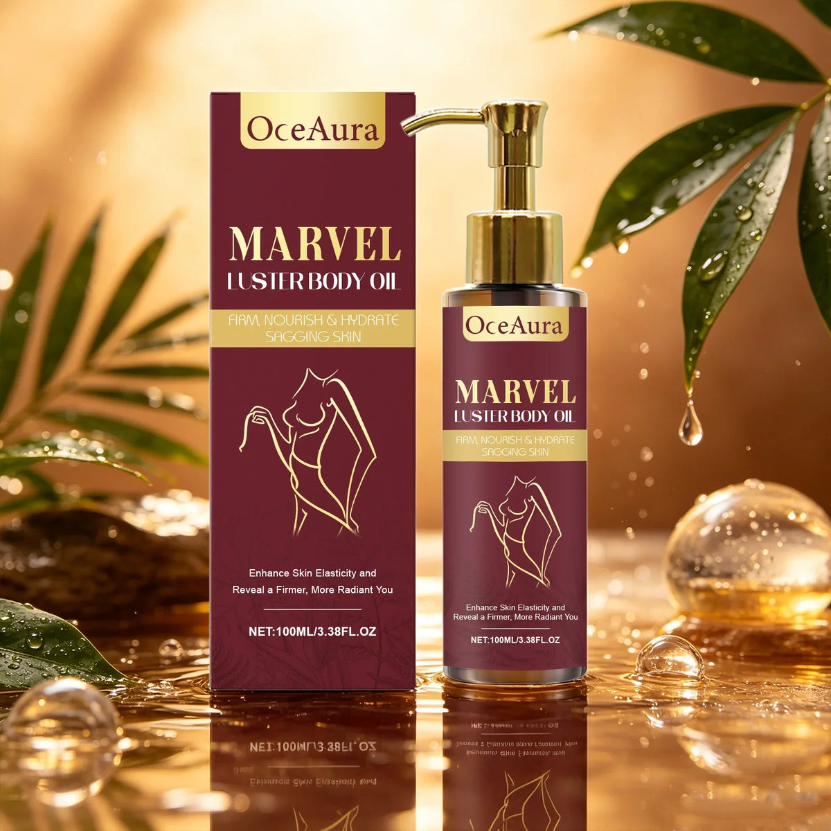 Oceaura Marvel Luster Body Oil | Firm, Hydrate & Glow Moisturizing Body Oil Qme