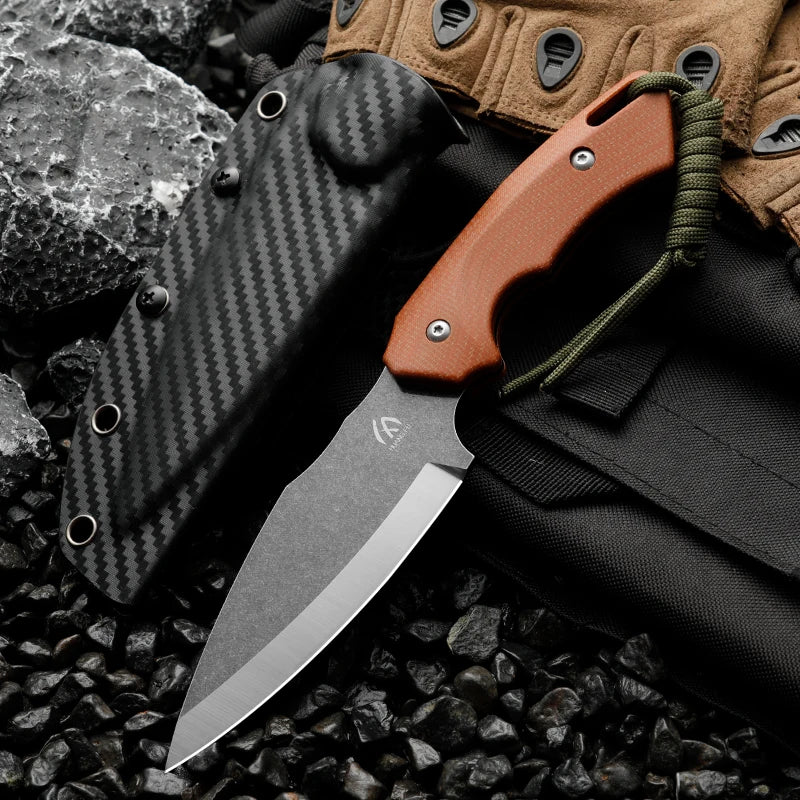 HUANGFU Full Tang Fixed Blade Outdoor Knife with Sheath Fixed Blade Knife Qst BK023