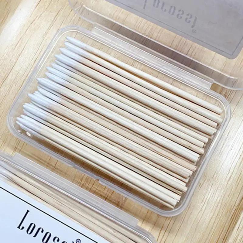 100Pcs Wood Cotton Swabs – Nail Polish Corrector Detail Sticks Nail Corrector Swabs Qst
