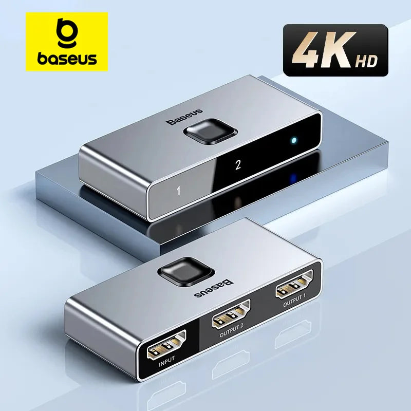 Baseus 4K HDMI Switcher Bi-Directional 2x1/1x2 HDR Adapter HDMI Switcher Adapter Qst