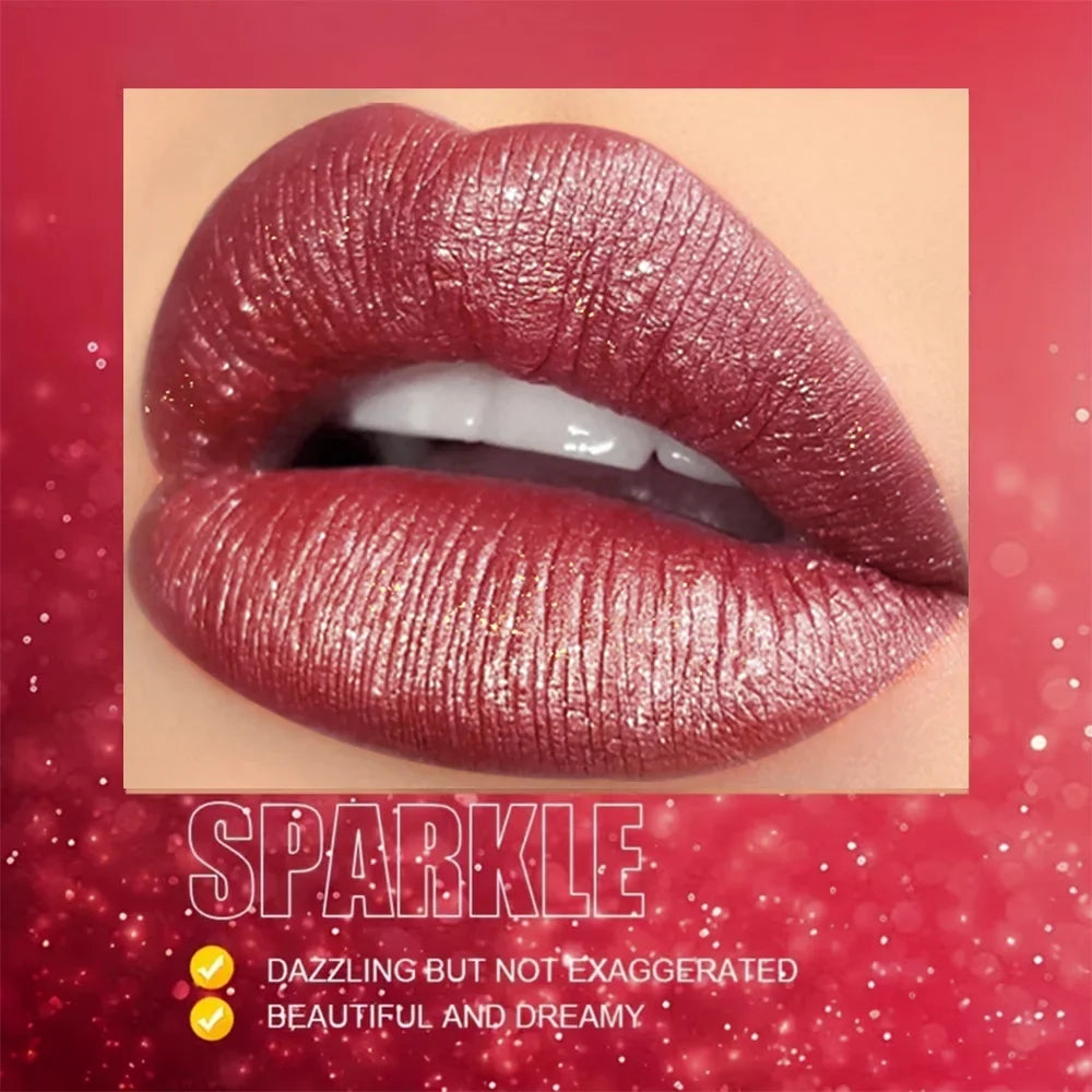 JUJU DREAM Rose Gold Metallic Shimmer Lipstick – Glitter Metallic Shimmer Lipstick Qme