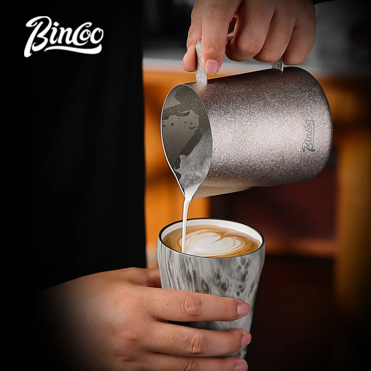 Bincoo Pure Titanium Milk Frothing Pitcher – Latte Art Jug Milk Frothing Pitcher Qst