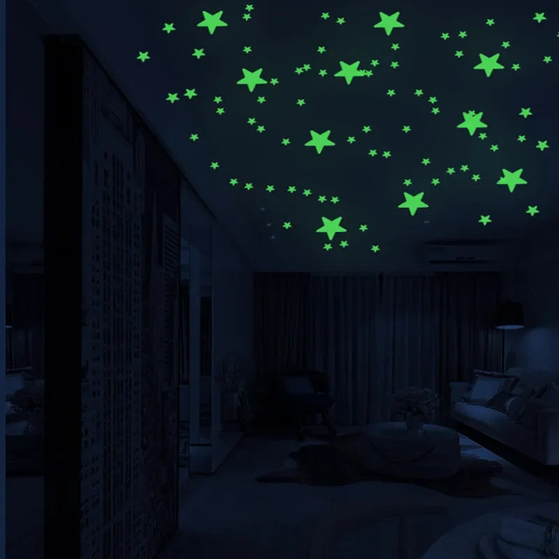 Glow in the Dark Wall Stickers – Kids Room Star & Dot Decals Glow Wall Decals Qme
